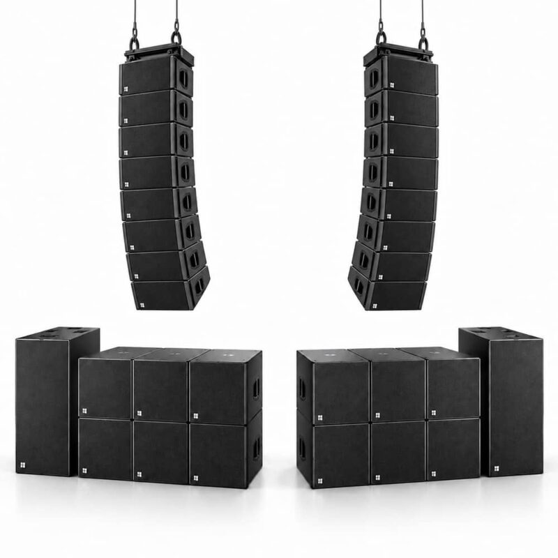 Два массива d&b audiotechnik: по 8 Q1, 6 Q-SUB и одному B2 с каждой стороны